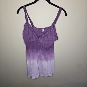 Max Studio Y2K Purple Ombre Smocked Camisole Tank Top